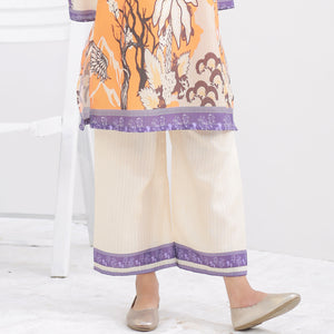 Detail of the Soft Orange kurta bodice embroidery, Zardham girls' collection