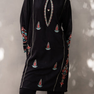 MEHRAAB festive set by Zardham, three-quarter angle showing full outfit