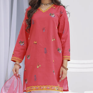Crimson Red - Zardham – Trendy Clothing for Girls & WomenGirls' ClothingZardham – Trendy Clothing for Girls & Women crimson red embroidered kurta with sequin details and V-neckline