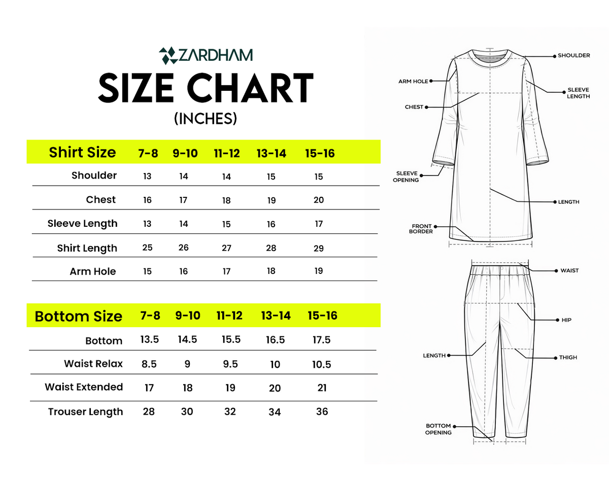 Size Chart for Blue Whisper
