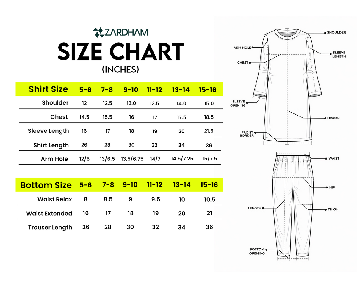 Size Chart for Blush Pink