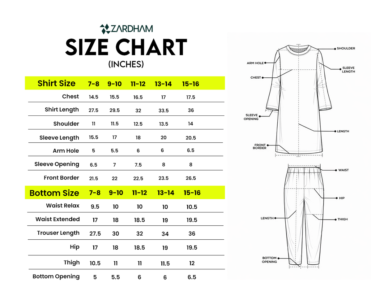 Size Chart for Candy Flora