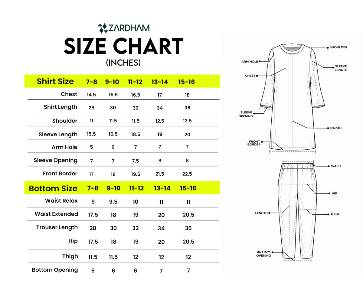 Size Chart for Daisy Muse