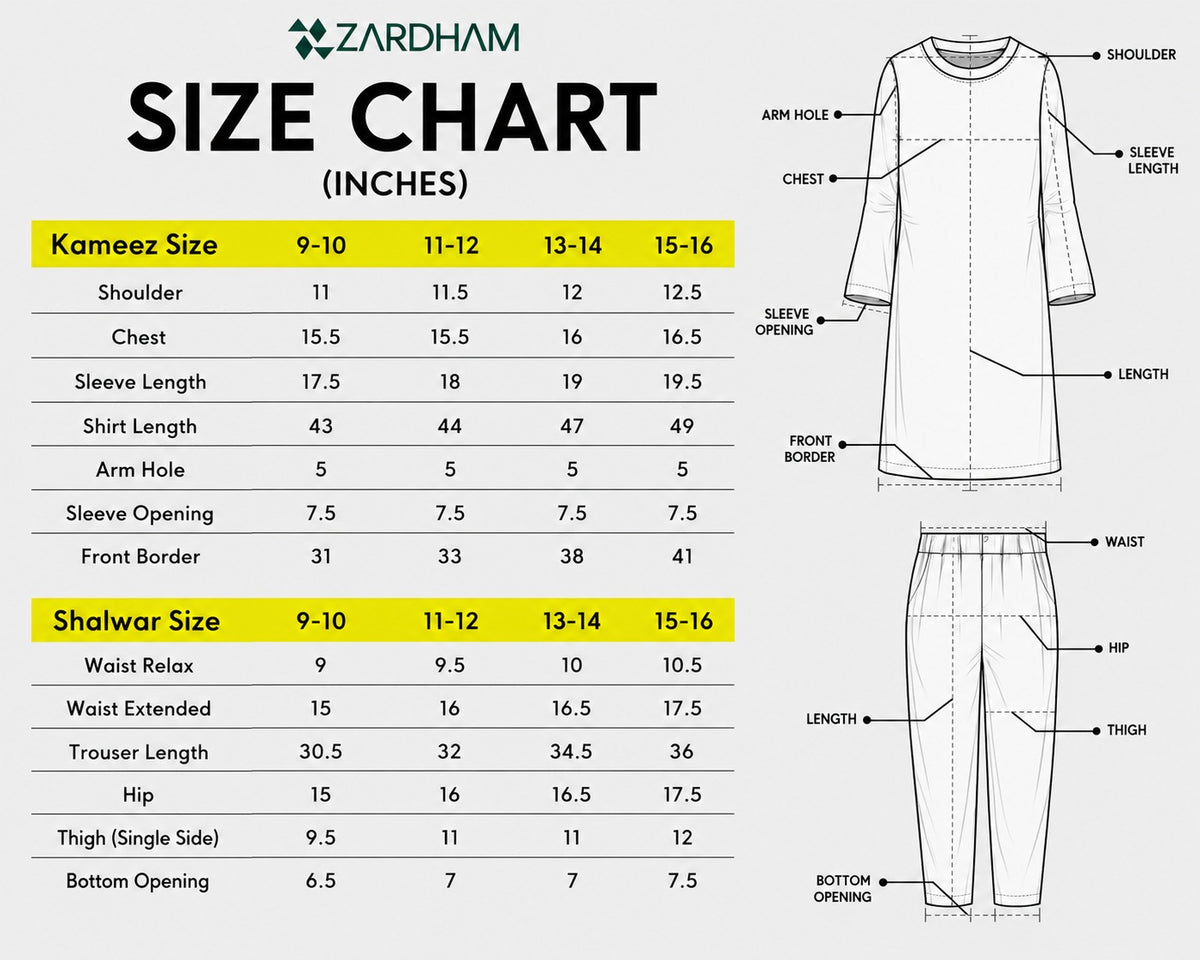 Size Chart for Mehak – Ivory Floral Net Maxi