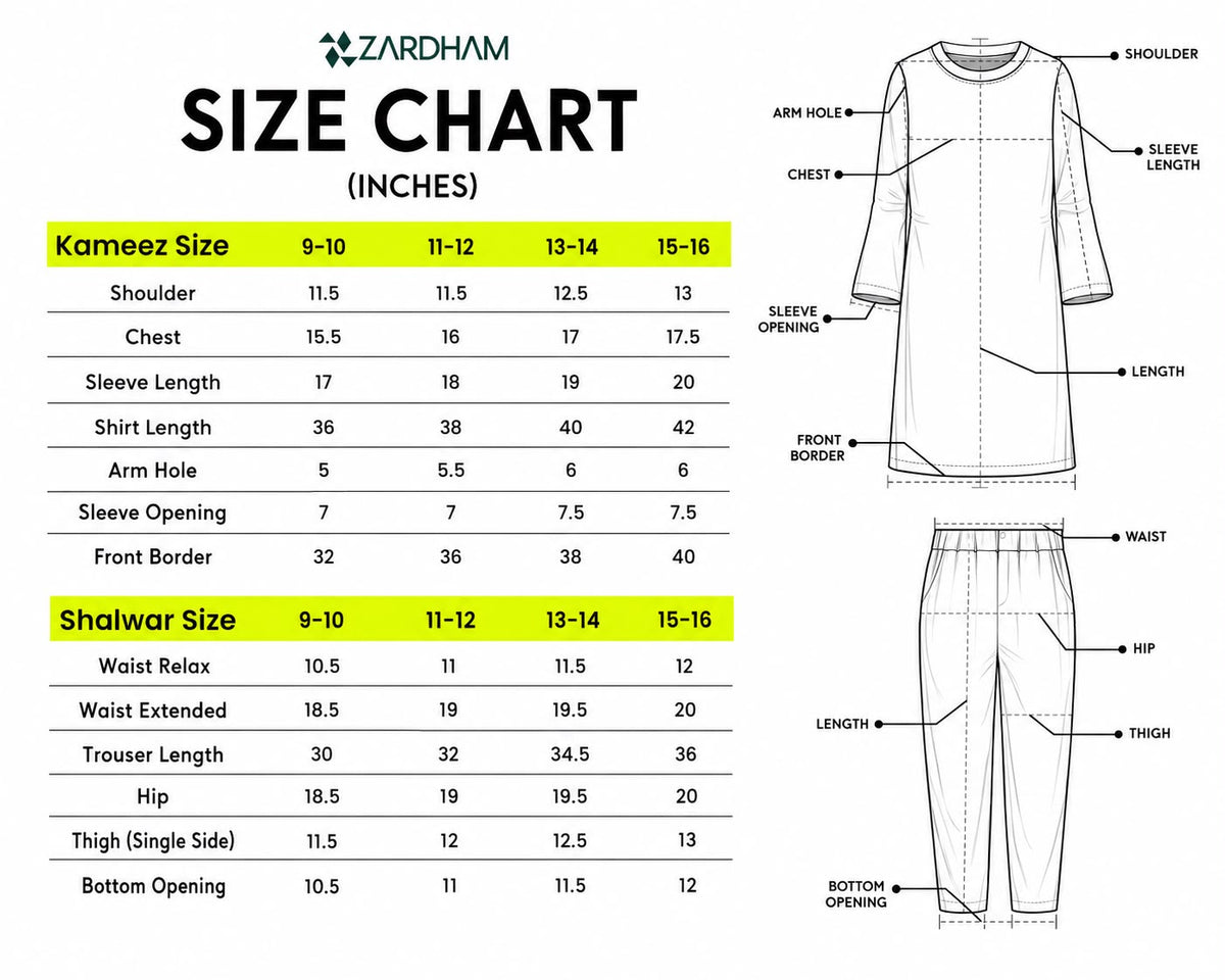 Size Chart for Neelum – Royal Blue Embellished Anarkali (3Pc)