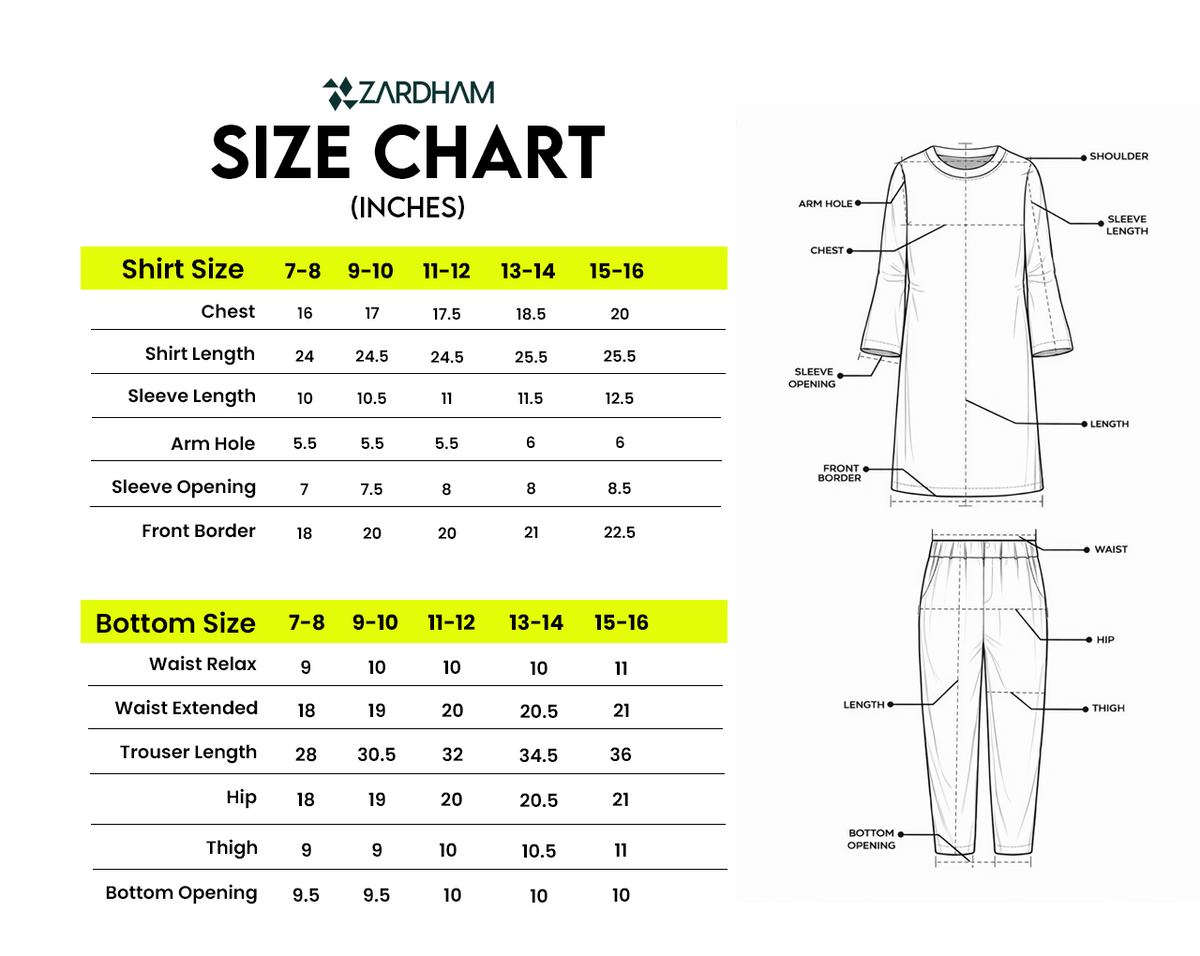Size Chart for Petal Splash