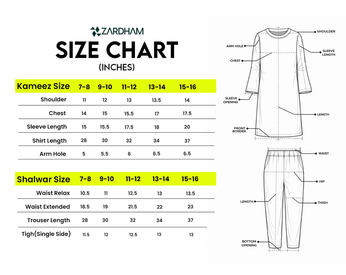 Size Chart for Soft Lilac