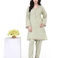 Olive Embroidered Jacquard Suit