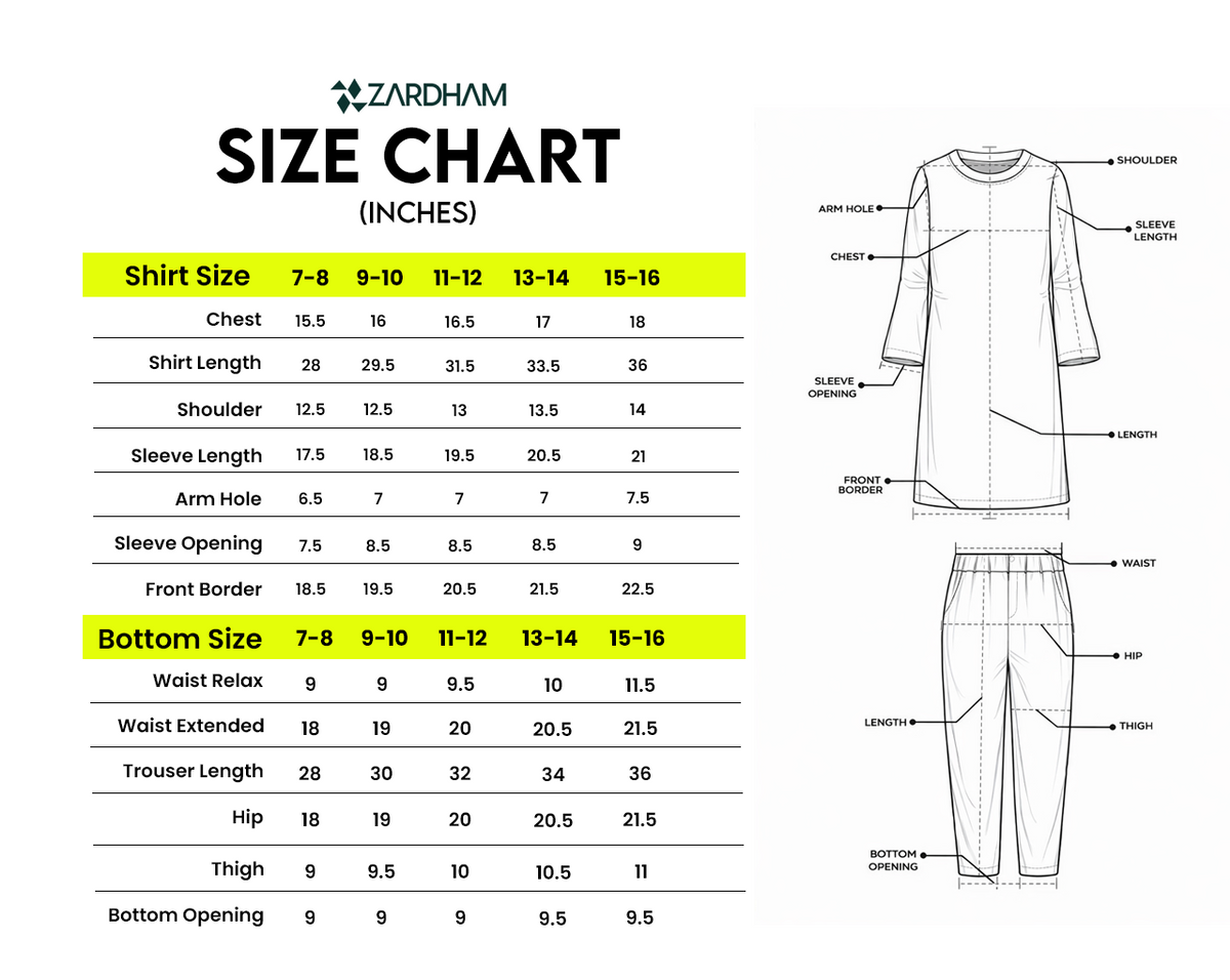 Size Chart for Urban Craft