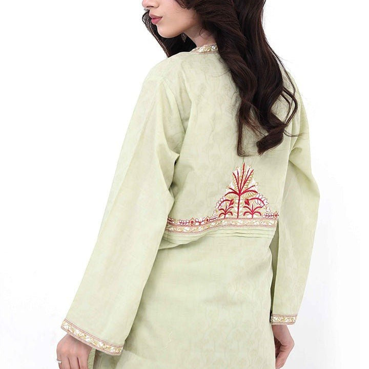 Olive Embroidered Jacquard Suit - Zardham – Trendy Clothing for Girls & Women