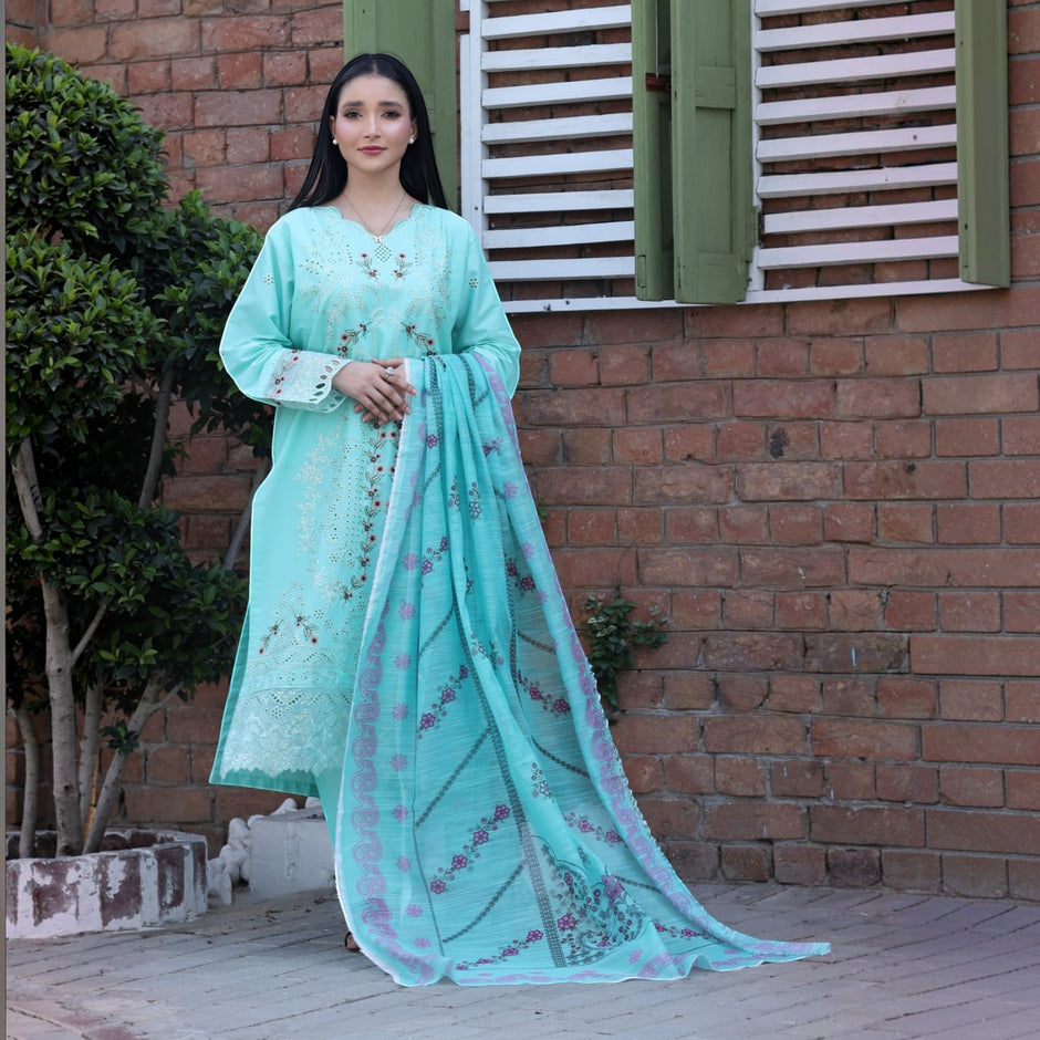 Zariya - Zardham – Trendy Clothing for Girls & WomenWomen's ClothingZardham – Trendy Clothing for Girls & Women Zariya 3-piece suit in mint green cotton with sequin embroidery and dupatta