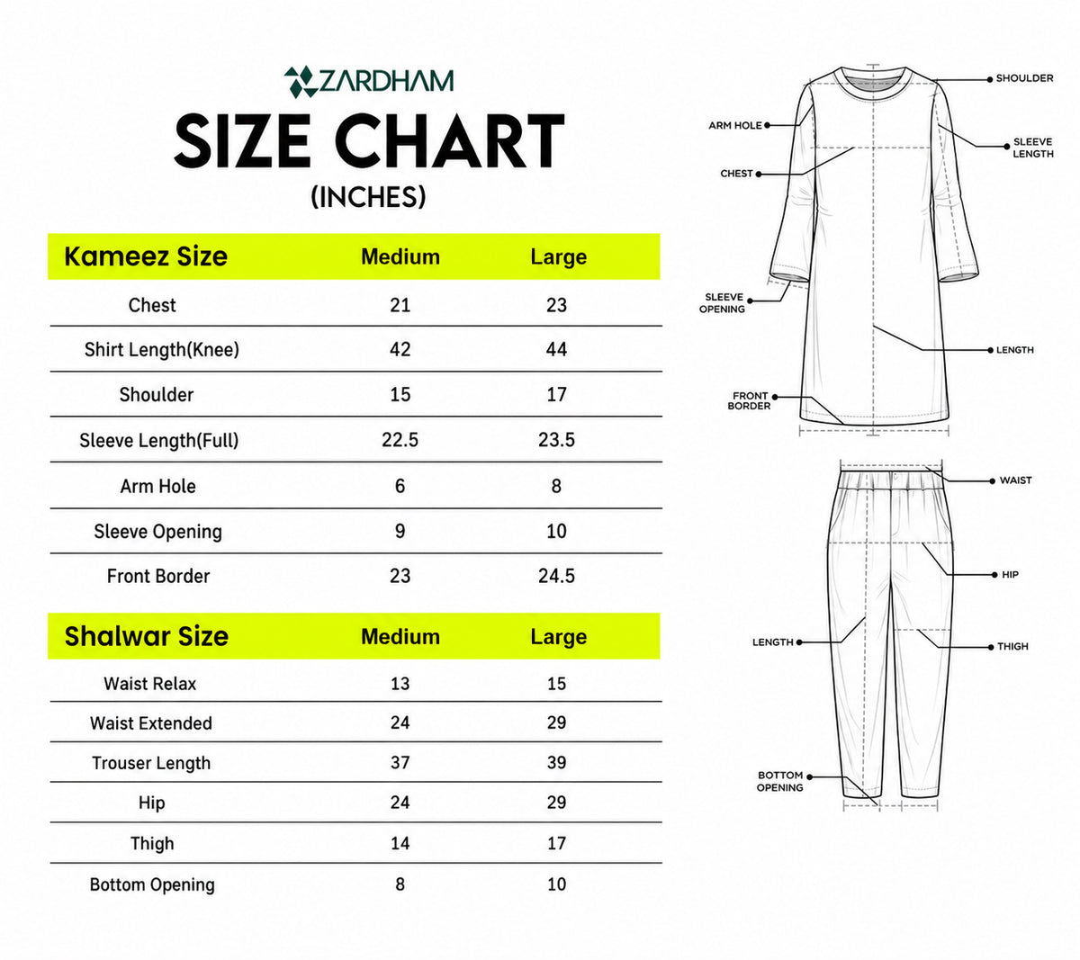 Size Chart for Avenelle